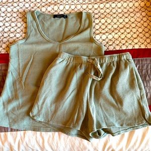 Women’s light green waffle knit pajamas